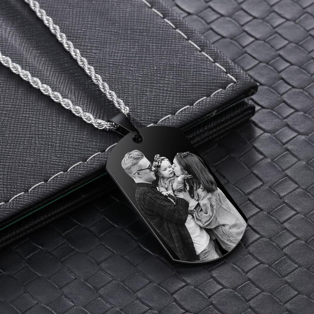 Custom Photo Tag Necklace with Calendar Personalized Gift For Him