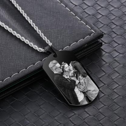 Custom Photo Tag Necklace with Calendar Personalized Gift For Him