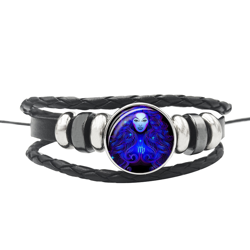 Leather Braided Bracelet Constellation Bracelet Black Multi-layered Bracelets for Family Friends