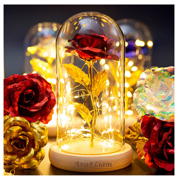 Enchanted Rose Night light Custom Text Eternity Rose LED Lamp Romantic Gift