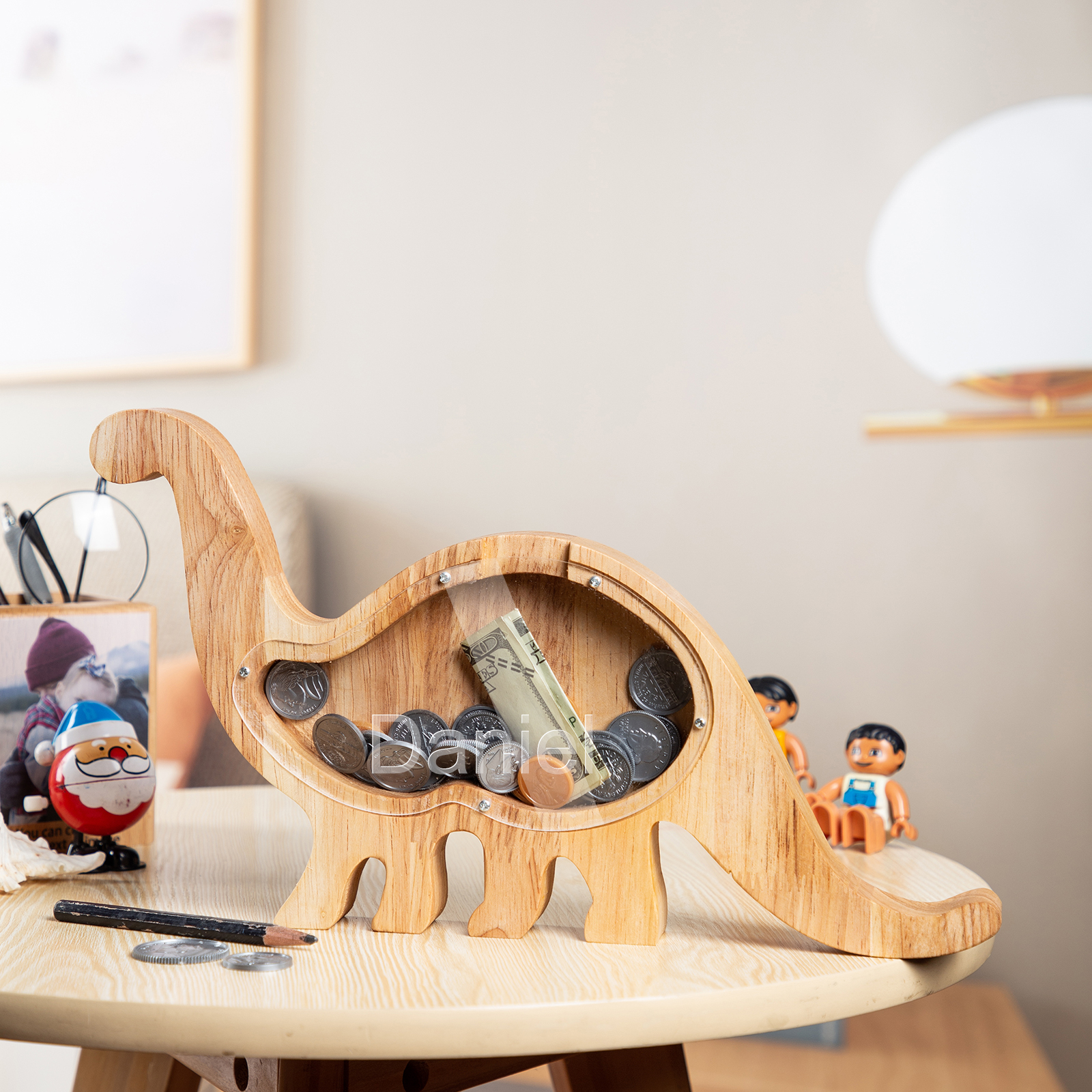 Personalized Dinosaur Wooden Piggy Bank Custom Name Gifts for Kids