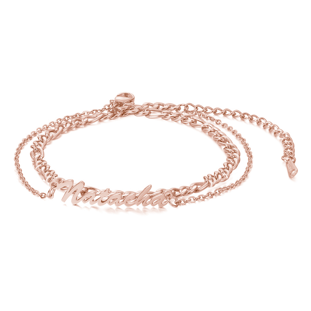 Personalized Name Anklet Double Cuban Chain Anklet for Women
