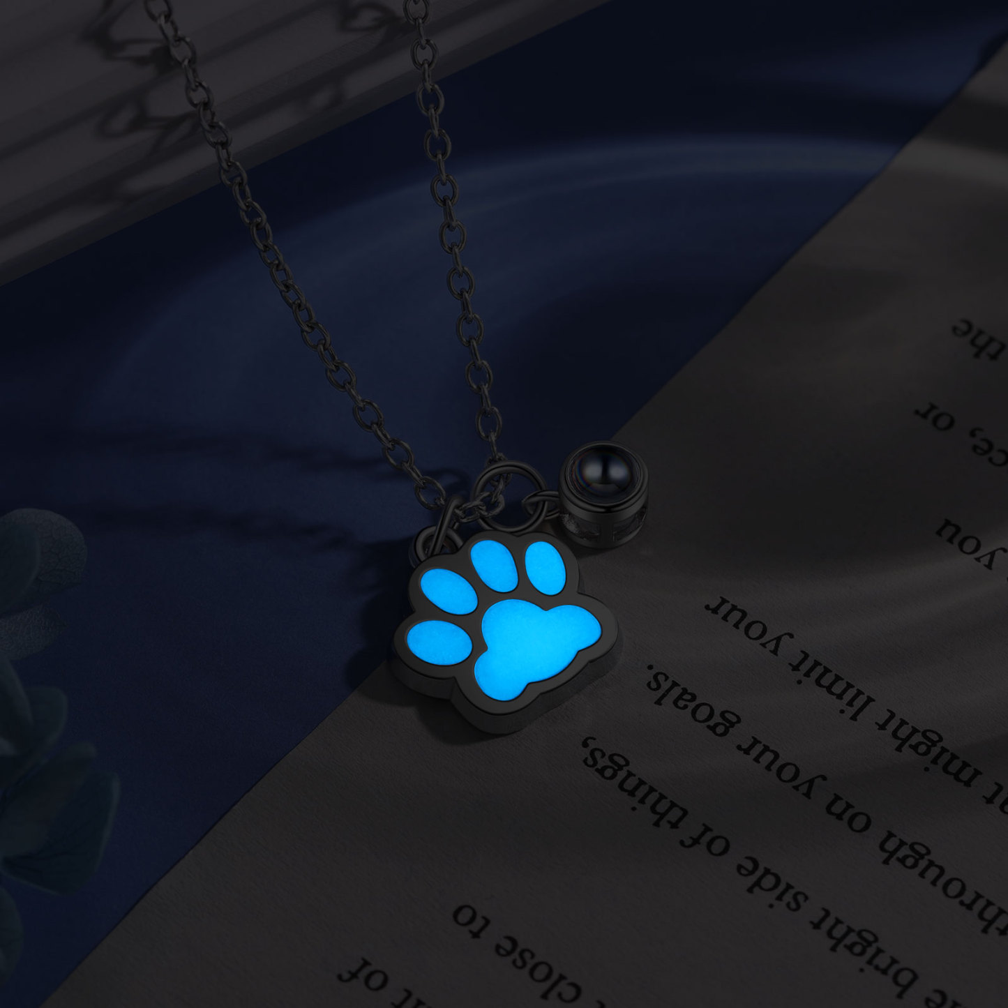 Personalized Dog Paw Pendant Couple Necklace Set Custom Photo Projection Necklace Romantic Gifts For Him/Her