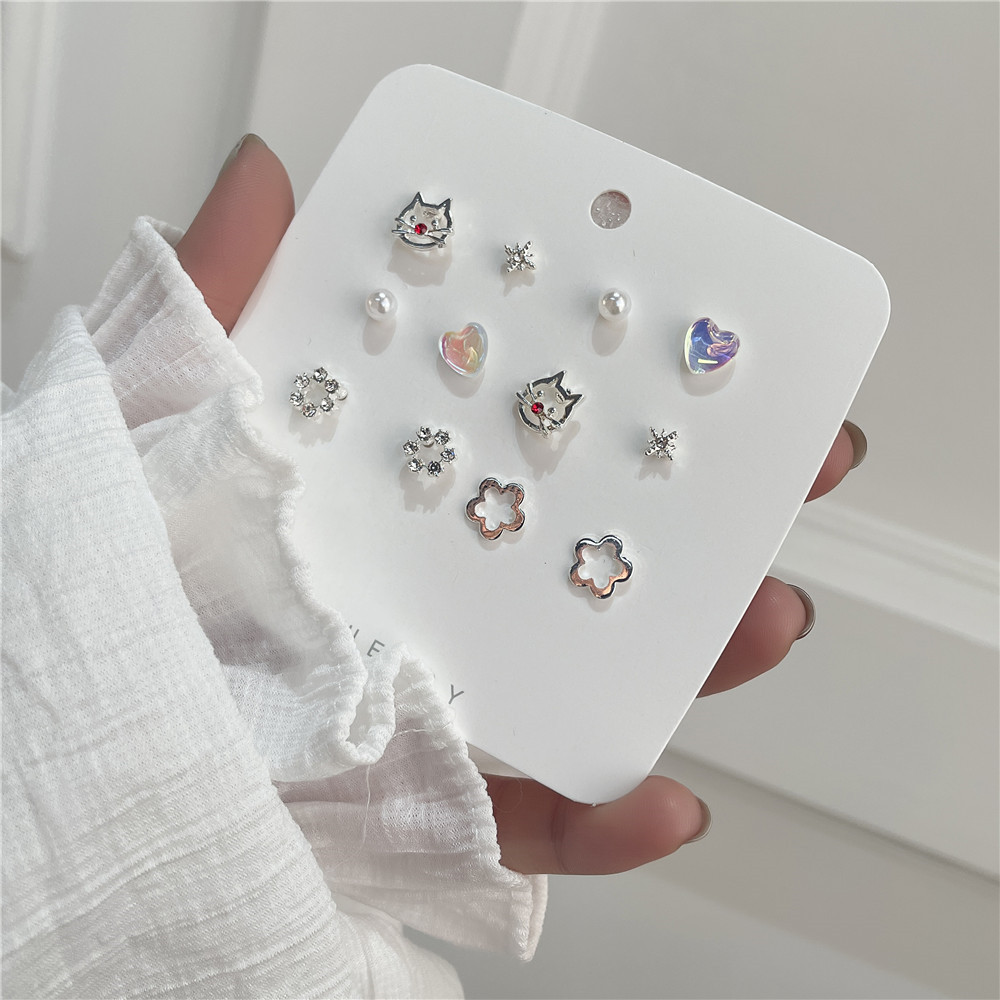 Exquisite Earring Set Cat Butterfly Pearl Earrings Gift for Her