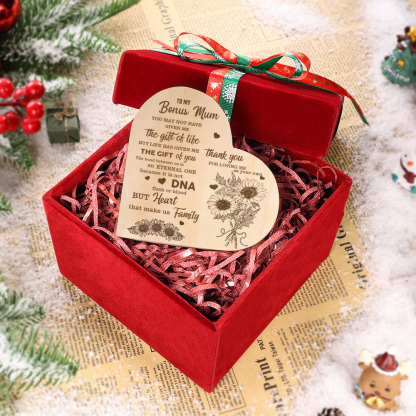 To My Mum - Wooden Heart Candle Holder Flower Candlesticks "Thank you for loving me as your own" Gifts For Mother