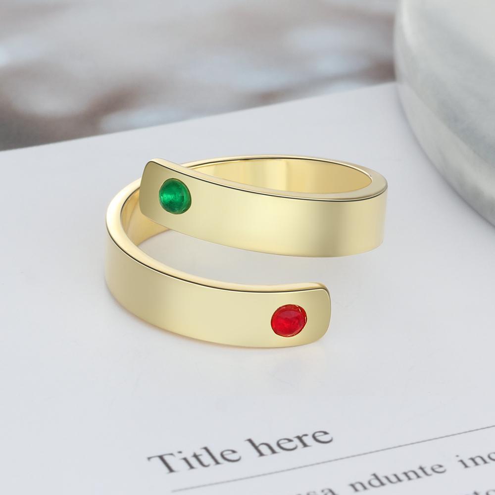 Promise Ring Personalized with 2 Birthstones 2 Names Great Mom Gift Couples Birthstone Ring