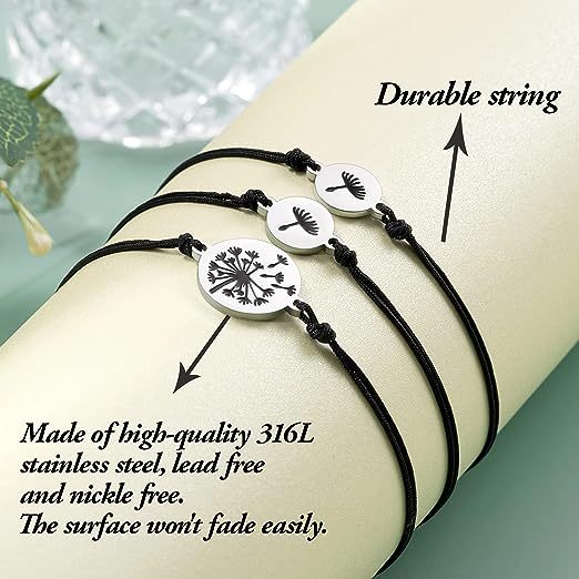 Dandelion Bracelets Mother and Daughter Bracelets Back To School Gifts for Children Adjustable String Bracelet