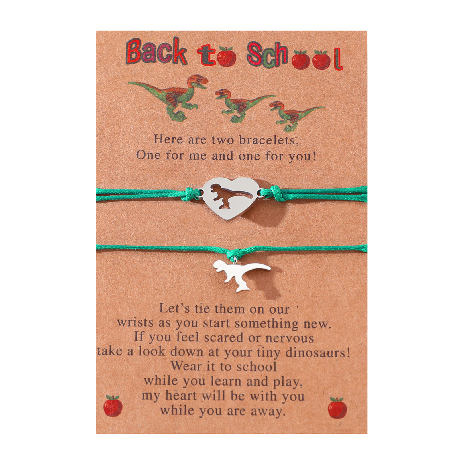 Back to School Matching Wish Dinosaur Bracelets Set for Women Teen Girls Boys