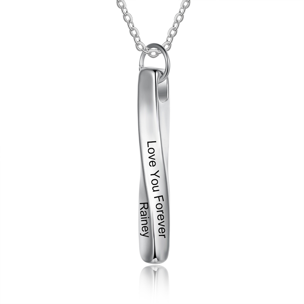 Personalized 4 Side 3D Bar Necklace Vertical Name Bar Necklace Gift