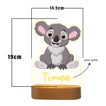 Personalized Koala Night Light Custom Name LED Lamp for Kid