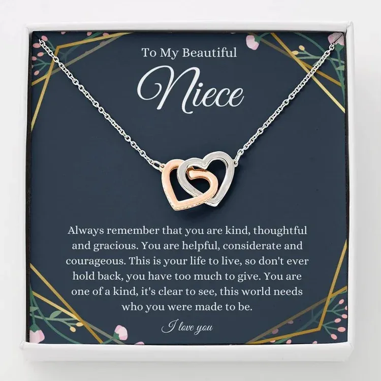 To My Beautiful Niece S925 Interlocking Heart Necklace Gift Set