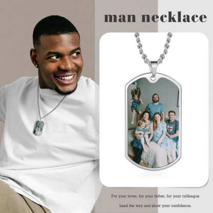 O'Fishally The Best Dad Necklace Custom Photo Dog Tag Necklace with 6 Fishing Hooks