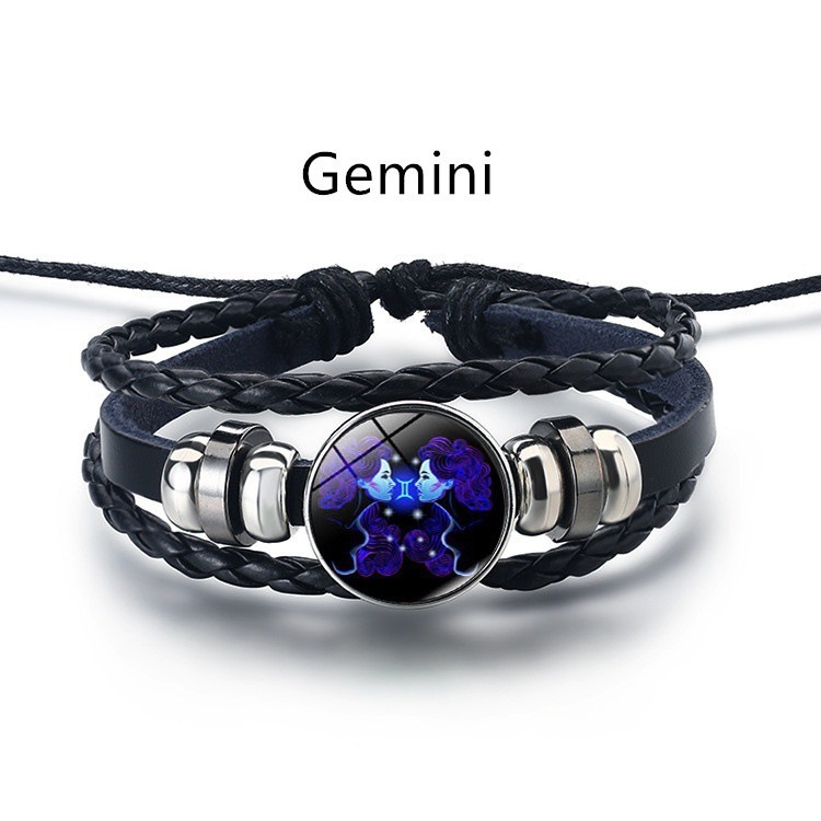 Leather Braided Bracelet Constellation Bracelet Black Multi-layered Bracelets for Family Friends