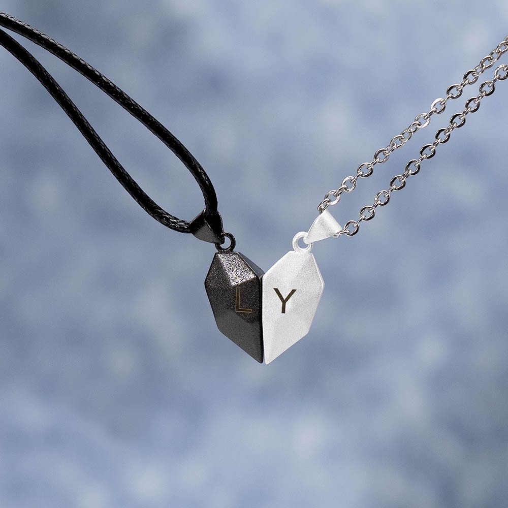 To My Man Magnetic Heart Necklace Custom Love Couple Necklace Gift Set