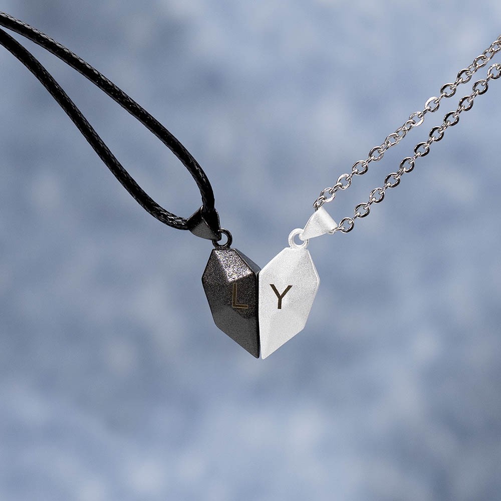 To My Man Magnetic Heart Necklace Custom Love Couple Necklace Gift Set