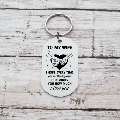Personalized Couple Keychain, Pinky Promise Heart