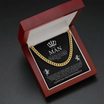 To My Man-Cuban Link Chain Necklace Promise Necklace Gift Set "You are The Man of My Dreams"