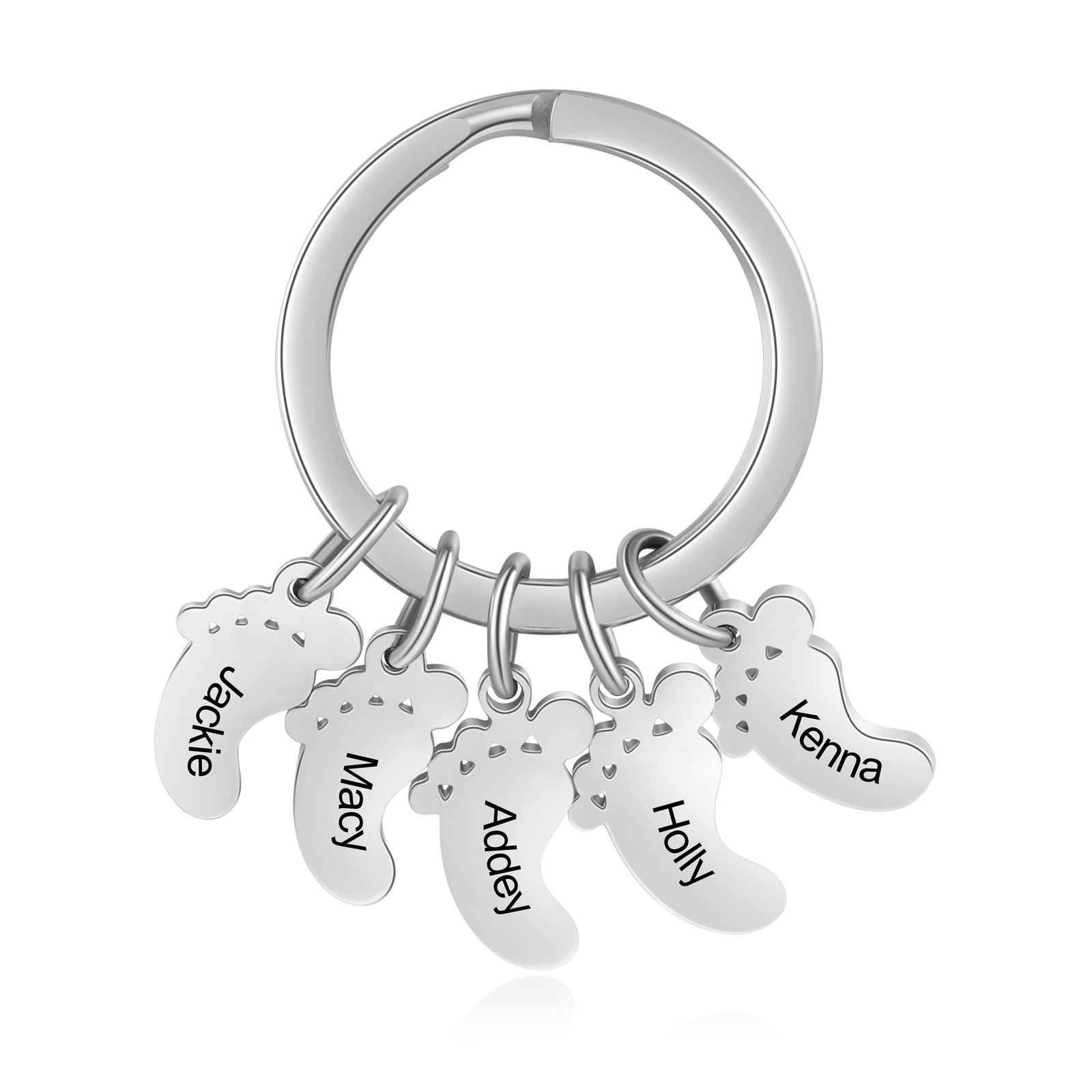 Baby Feet Keychain Personalized 5 Names Keychain Family Gifts