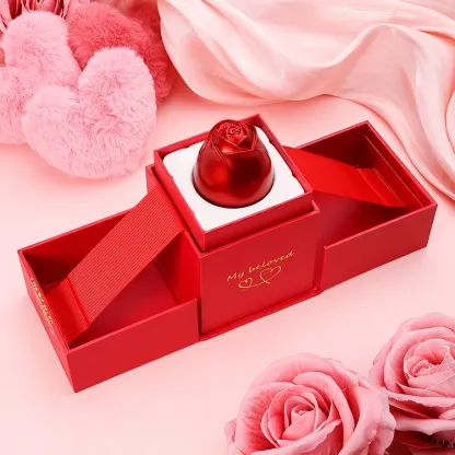 Rose Ring Box Red Jewelry Gift Box Ring Packaging Box