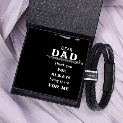 1 Name - Men's Leather Bracelet Custom Names Beaded Bracelet Adjustable Personalized Gift for Him