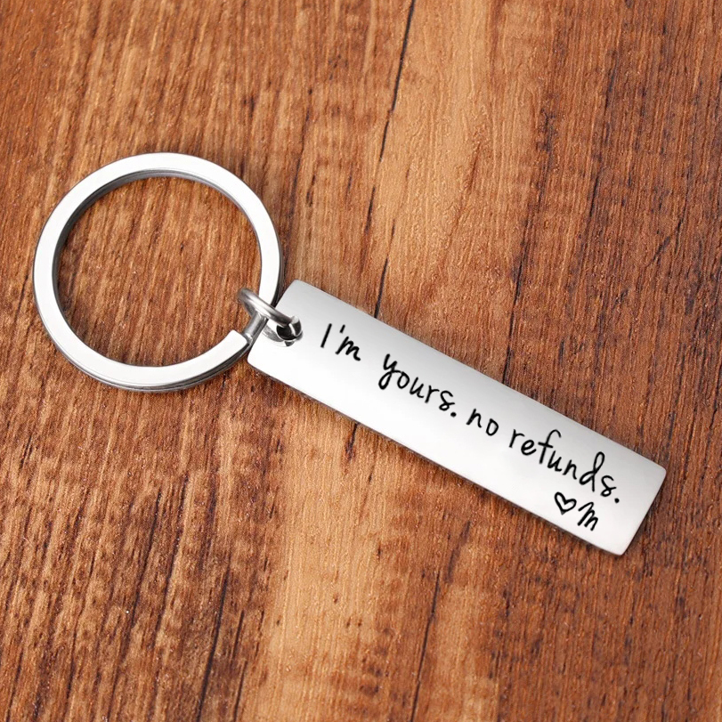 Funny Couple Keychain Personalized Initial Key Rings I'm yours. no refunds Funny Gift for Couple