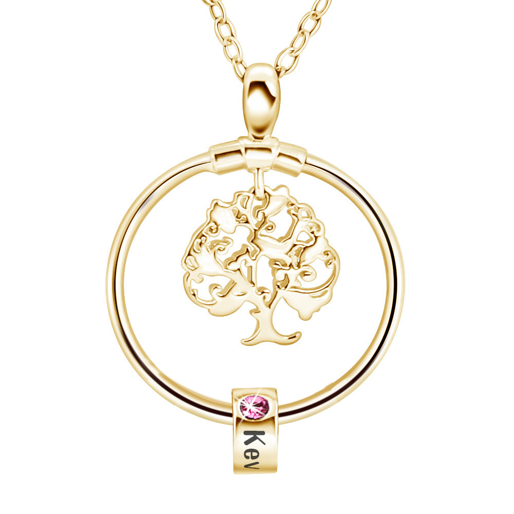 Personalized Family Necklace and Leather Bracelet Set with Birthstones