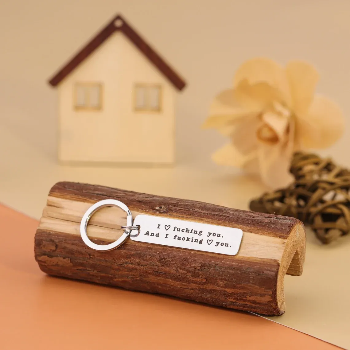 Funny Couple Keychain I Love F❤cking You and I F❤cking Love You Key Ring for Couple