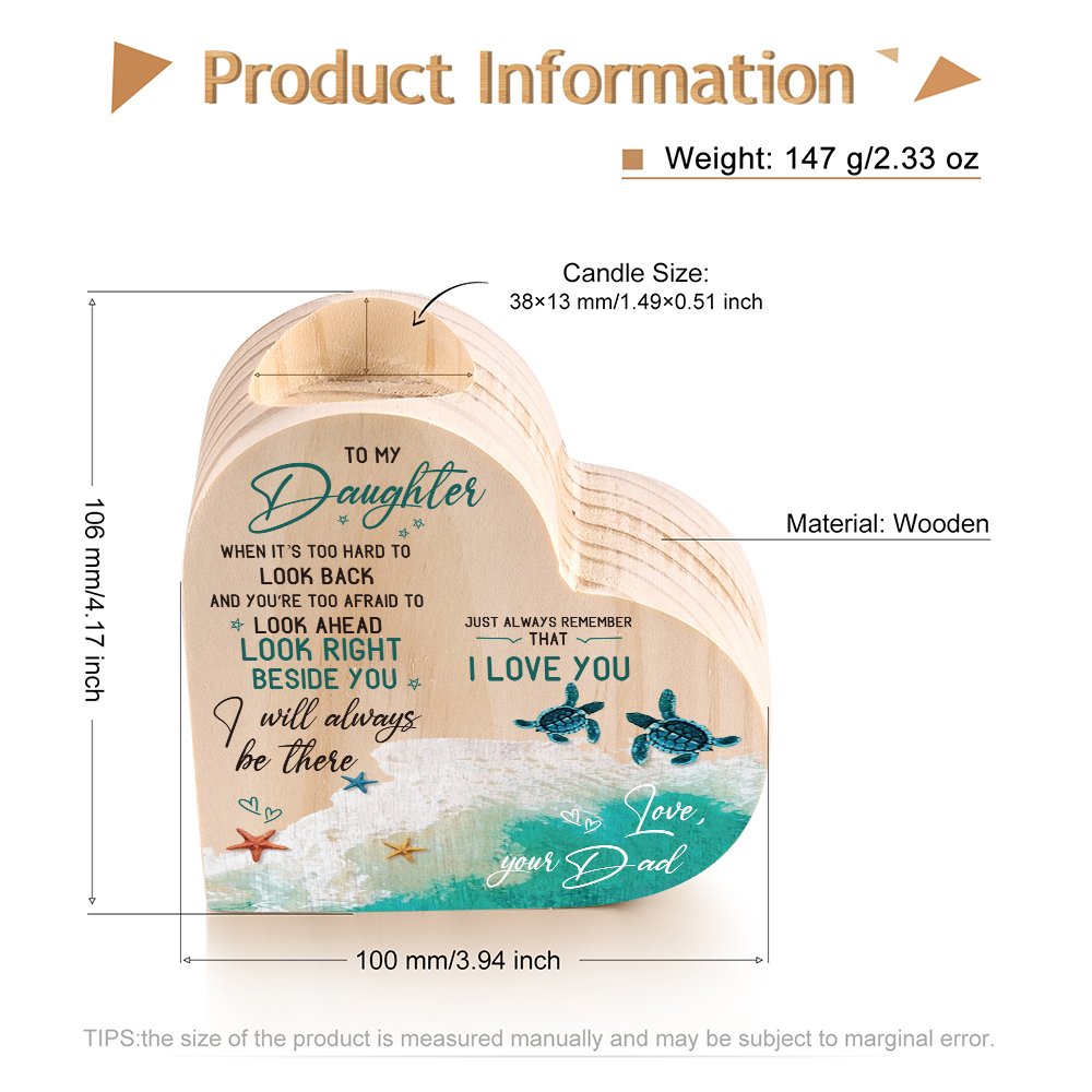 To My Daughter Wooden Heart Candle Holder "I will always be there" Gifts For Daughter