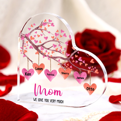 Personalized Text Acrylic Heart Keepsake Custom 1–10 Names Ornaments Love Tree Family Gifts for Mother/Grandma-Lorajewel