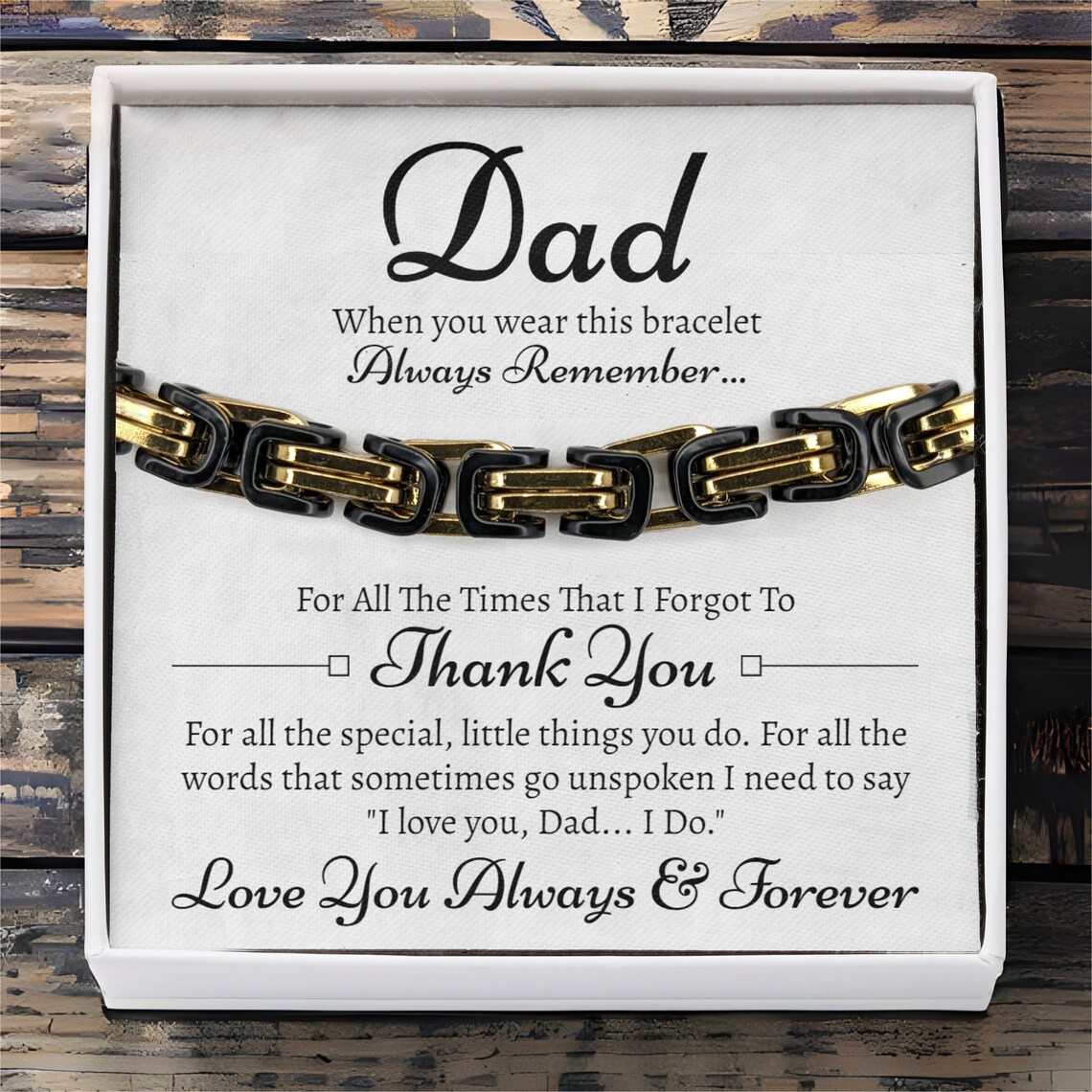 Father's Day Gifts Cuban Link Bracelet Stainless Steel Bracelet I Love You, Dad Sentimental Gift