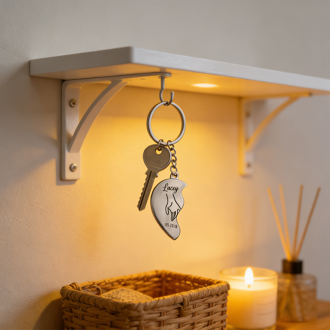 Personalized Couple Keychain Custom 2 Names & Date Keyring Matching Couple Gifts Valentine's Day Gift for Him/Her