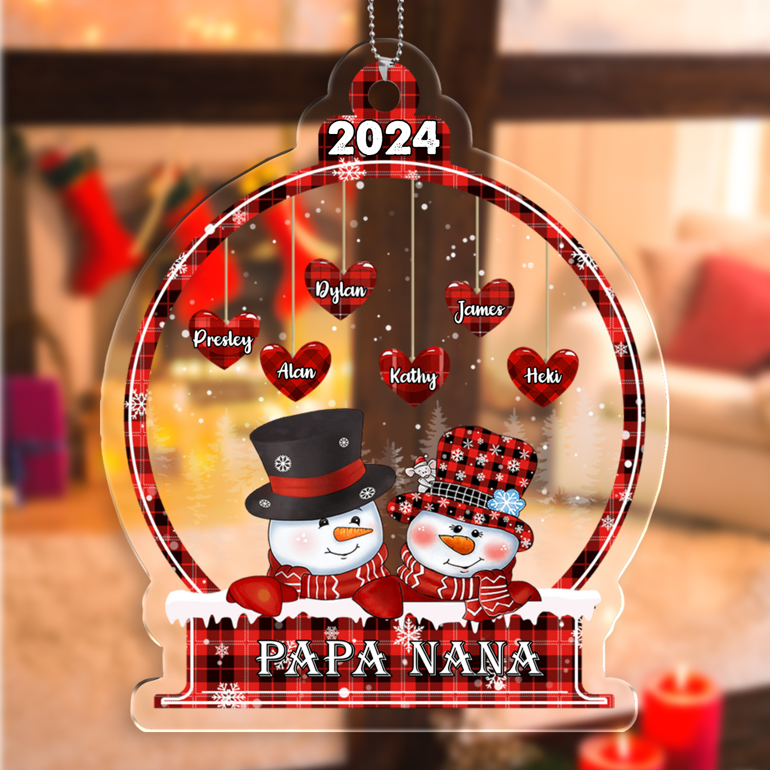 Personalized Christmas Snowman Ornament Custom 3-18 Names Christmas Ornament Gift for Family