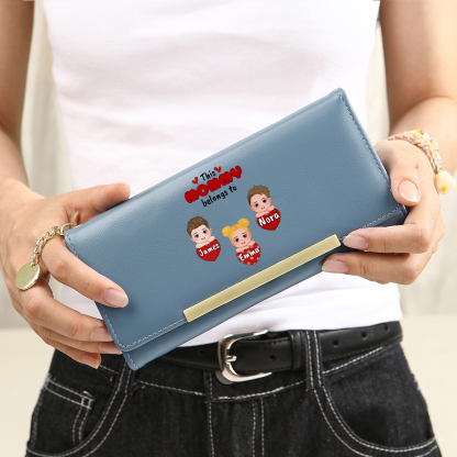 Personalized Women Leather Wallet Purse With Custom Names – Mother's Day Presents For Mom | Lorajewel