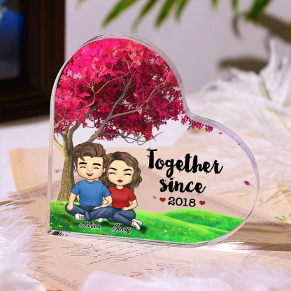 Personalized Acrylic Heart Keepsake Custom 2 Names & Year Ornament Valentine's Day Gifts for Couples