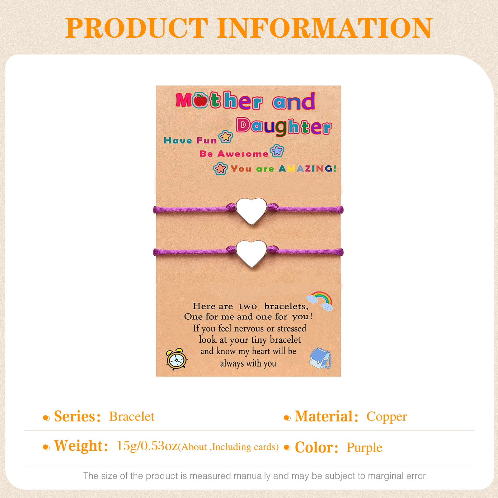 Women Bracelet Dainty Teen Heart Bracelet Back To School Adjustable Bracelet for Girls