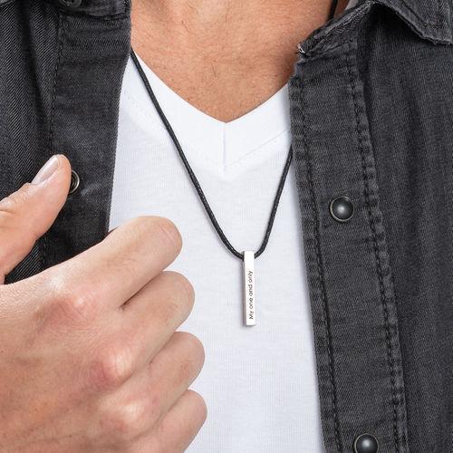 Men Vertical Bar Necklace Engraved 4 Side 3D Bar Necklace Personalized with 4 Names