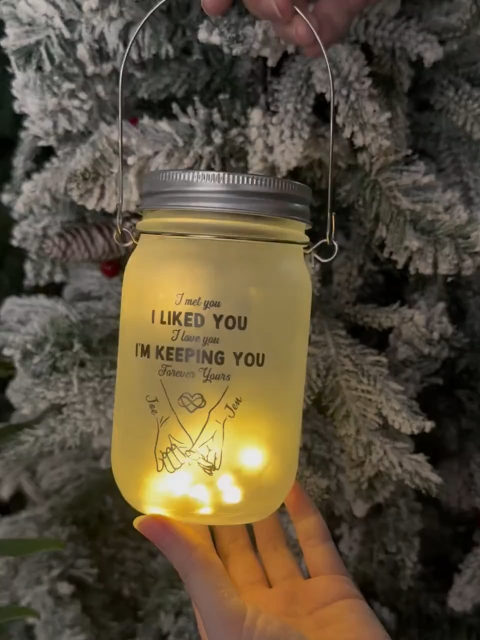Personalized Couple Pinky Promise Solar Mason Jar Fairy Light