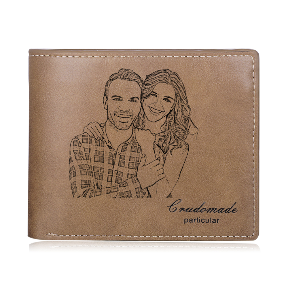 Men's Photo Custom Wallet Brown Gifts for Him
