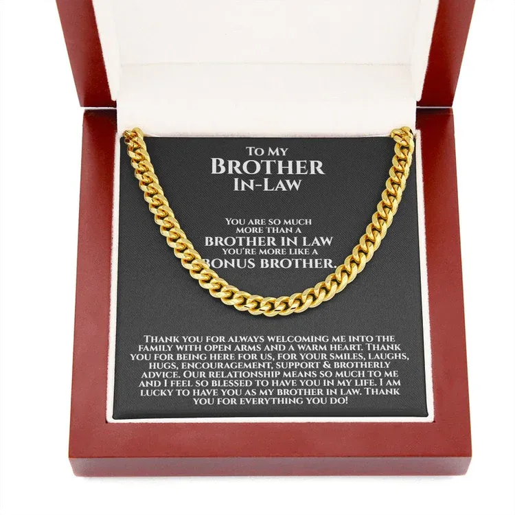 To My Brother-In-Law Necklace Cuban Link Chain Necklace Gift Set - You're More Like A Bonus Brother