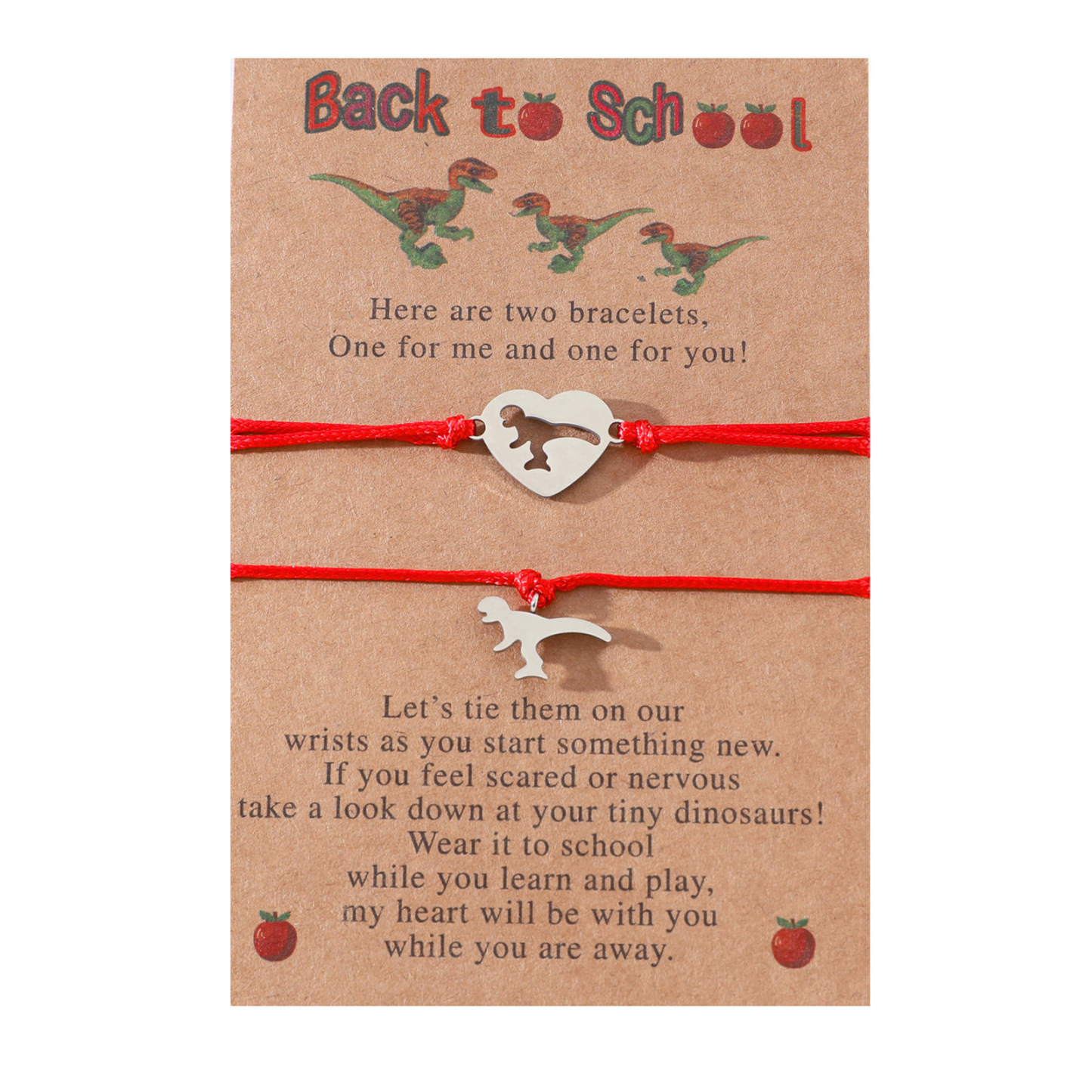 Back to School Matching Wish Dinosaur Bracelets Set for Women Teen Girls Boys