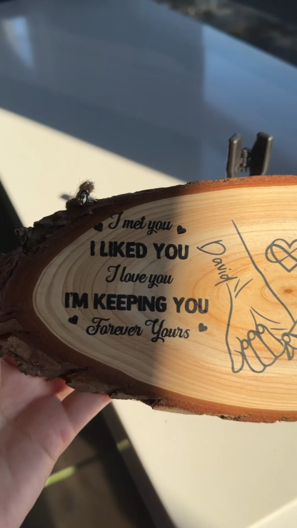 Personalized Rustic Romantic Wooden Log Slice Clock Gift
