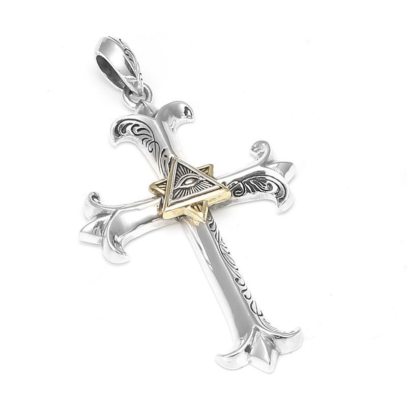 Men's Necklace Eye of God Cross Pendant Necklaces Valentine's Day Birthday Gifts for Him