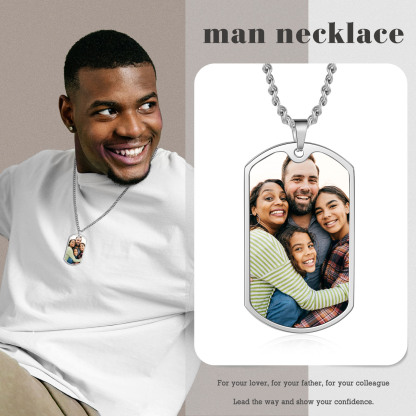 O'Fishally The Best Dad Necklace Custom Photo Dog Tag Necklace with 4 Fishing Hooks