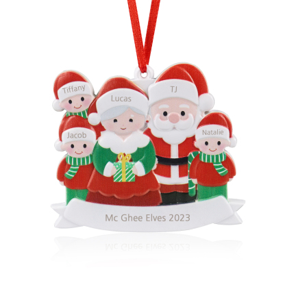 5 Names -  Personalized Resin Santa Claus Hanging Ornaments Customized Name & Text Christmas Ornament Gift for Family Friends