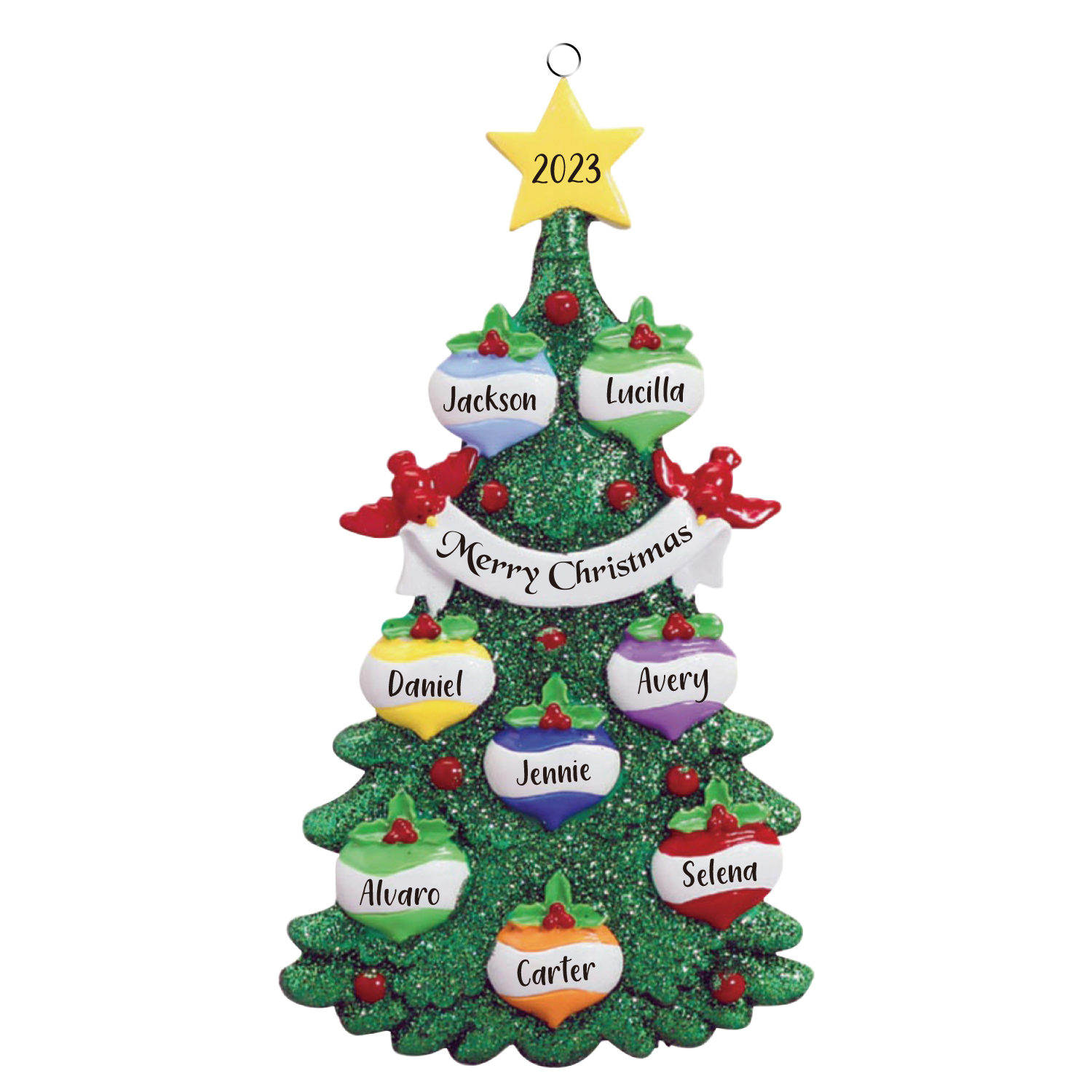 8 Names - Personalized Christmas Tree Ornaments Custom Text & Year Wooden Christmas Pendant Gifts for Family Friends