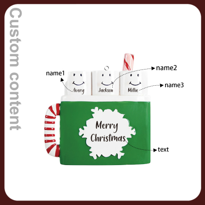 3 Names - Personalized Xmas Ornament Custom Name & Text Christmas Tree Wooden Decor Gift for Family Friends