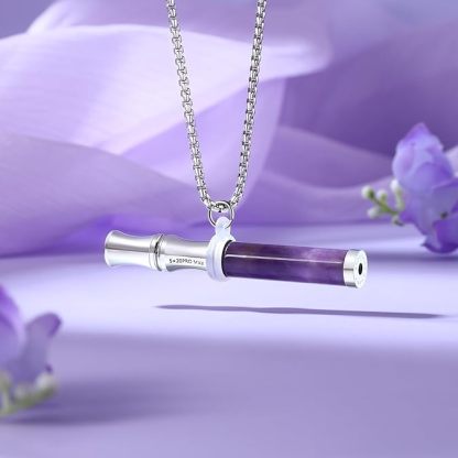 Tiger Eye Stone Breathing Necklace, Steel Accents