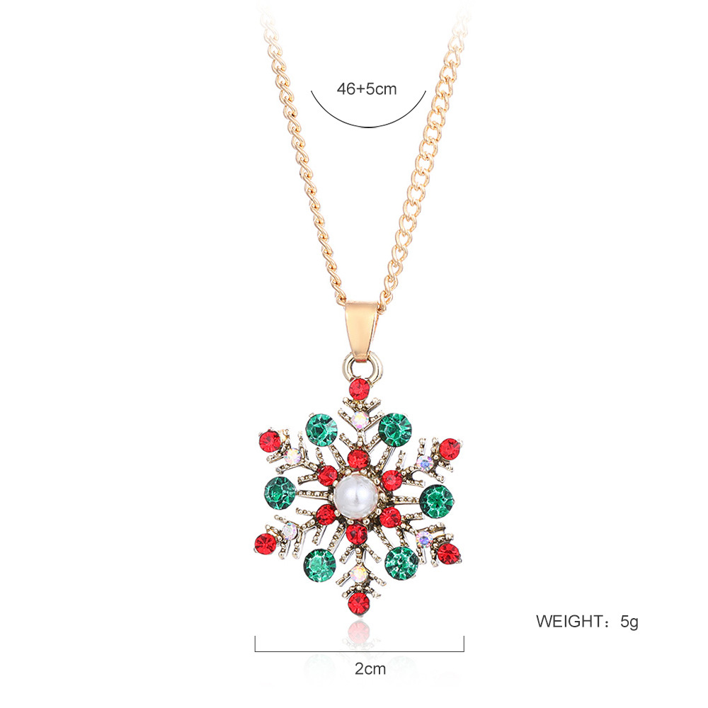 Christmas Snowflake Dangle Earrings Necklace Set Festive Holiday Gift for Women