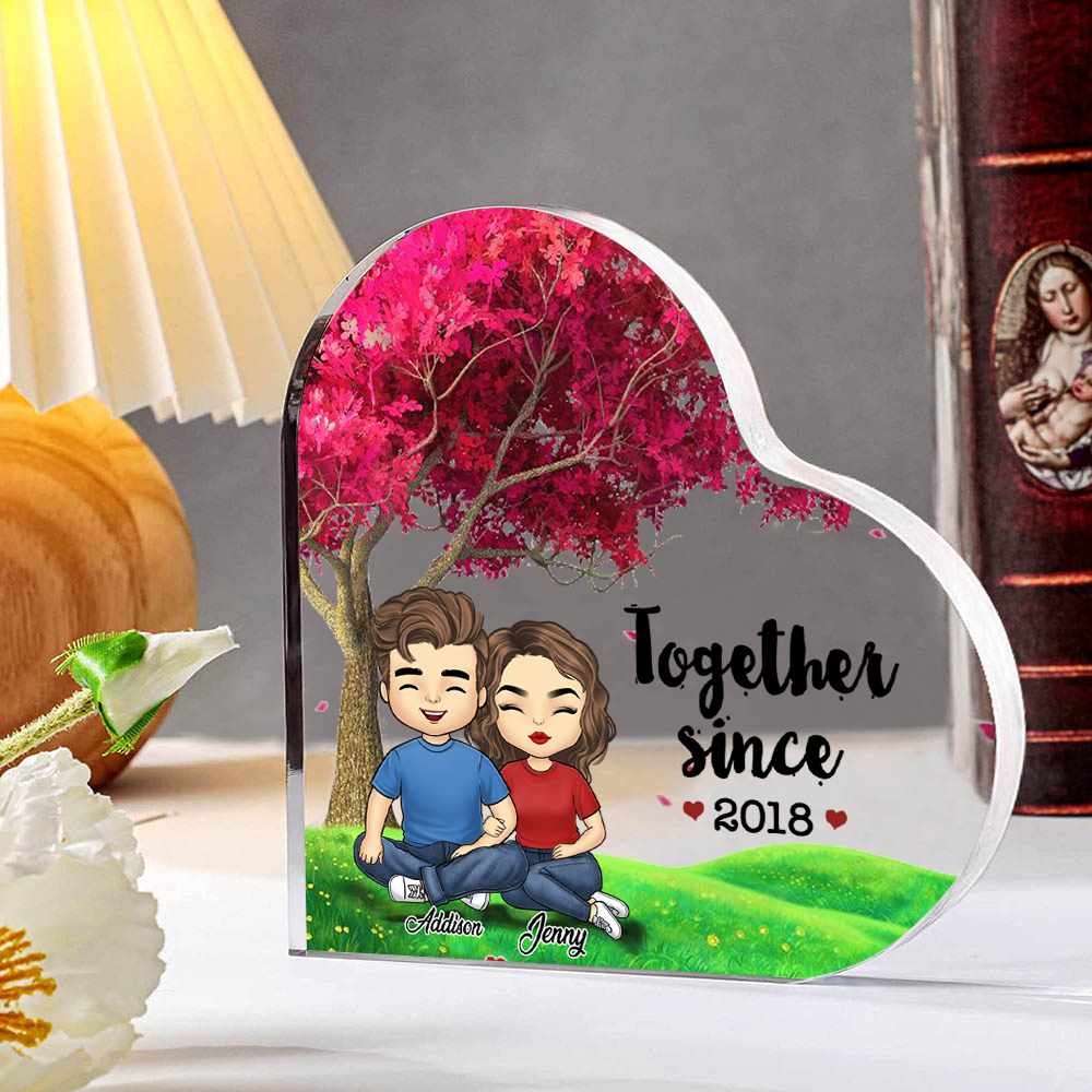 Personalized Acrylic Heart Keepsake Custom 2 Names & Year Ornament Valentine's Day Gifts for Couples