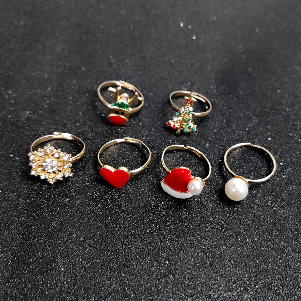 Christmas Adjustable Rings Set Ideal Gift for Family Members